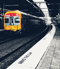 Train on railroad station platform