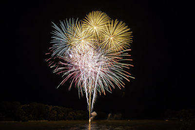 Low angle view of firework display at night