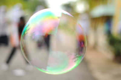 Close-up of bubbles in rainbow