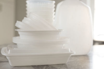 Close-up of white food on table at home