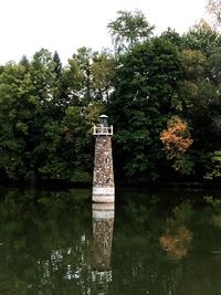 Reflection of trees in lake