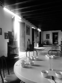 Table in illuminated room