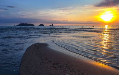 Scenic view of sea against sky during sunset