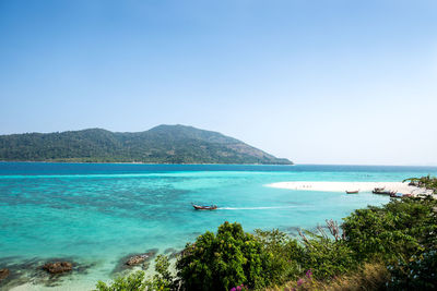 Scenic view of sea against clear sky