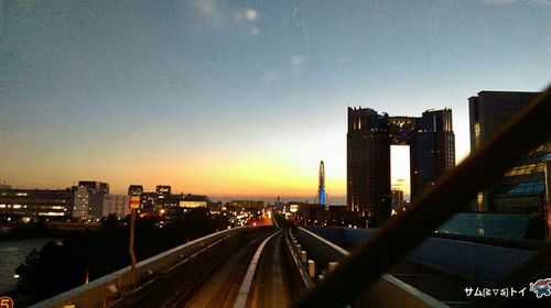 View of cityscape at sunset