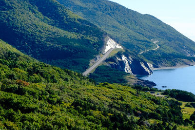 Scenic view of sea and mountains