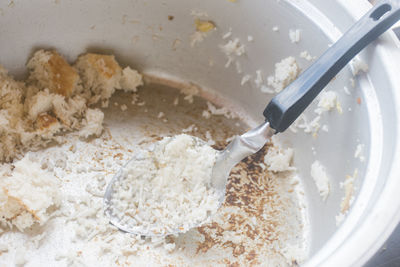High angle view of food in bowl