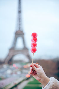 Close-up of hand holding ice cream