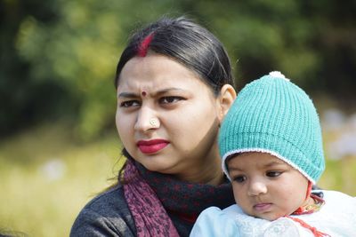 Portrait of mother and daughter