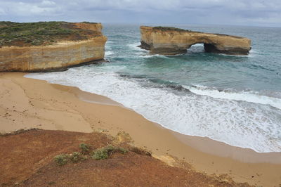 Rock formations on beach