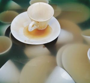 Close-up of tea cup on table