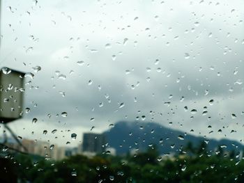 Close-up of water drops on glass