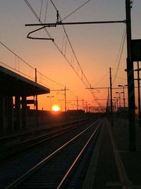 Railroad tracks at sunset