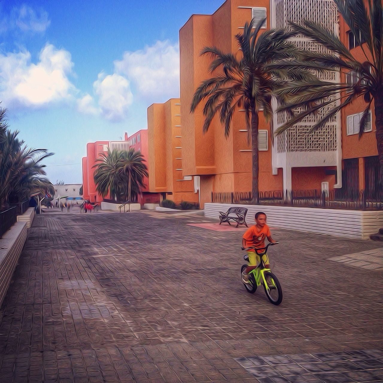 building exterior, architecture, built structure, bicycle, transportation, street, land vehicle, mode of transport, cobblestone, city, tree, sky, house, residential structure, residential building, stationary, parking, sidewalk, sunlight, parked