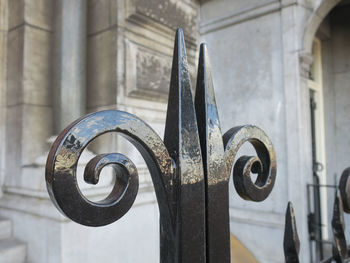 Close-up of metal door of building