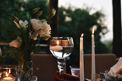 Close-up of wine glass on table