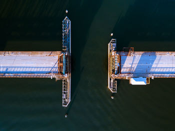 High angle view of pier over river