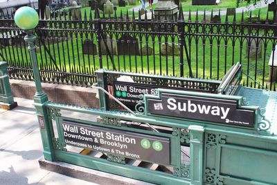 Close-up of information sign