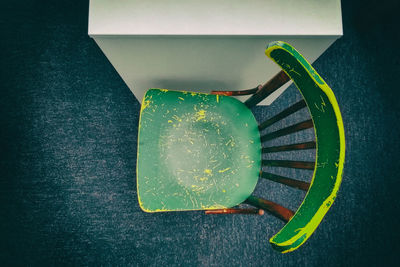 High angle view of potted plant on table