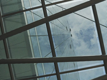 Low angle view of window against sky