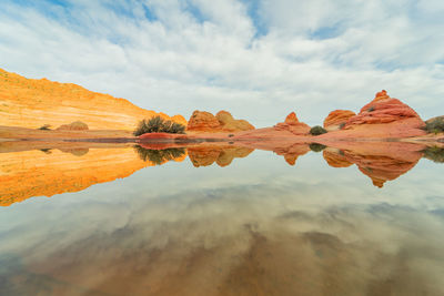Scenic view of land against sky
