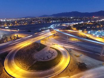 Light trails on road at night