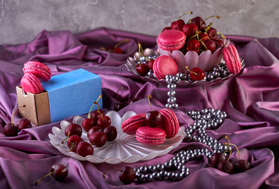 Close-up of christmas decorations on table