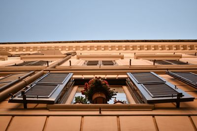 Low angle view of building against clear sky