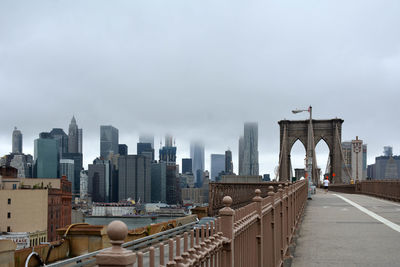 View of cityscape against cloudy sky