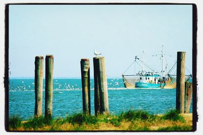 Scenic view of sea against clear sky