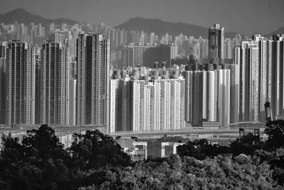 High angle view of buildings in city