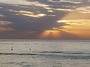 Scenic view of sea against sky at sunset