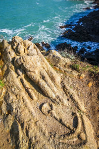 High angle view of sea shore