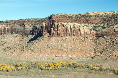 Scenic view of rocky mountains against sky