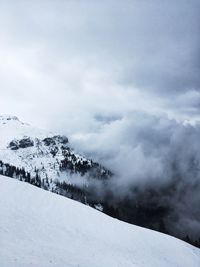 Snow covered mountains against sky