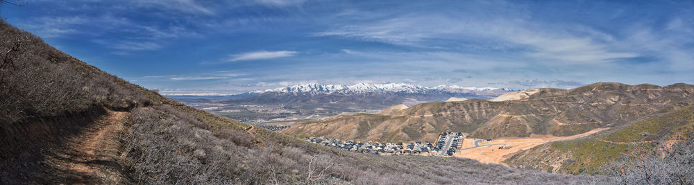 Scenic view of mountains against sky