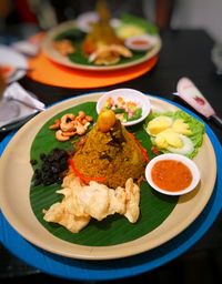 Close-up of food served in plate