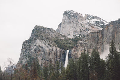 Low angle view of el capitan at yosemite national park against clear sky