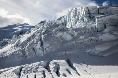 Scenic view of snow mountains against sky