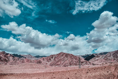 Panoramic view of arid landscape against sky