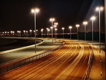 Light trails on highway at night