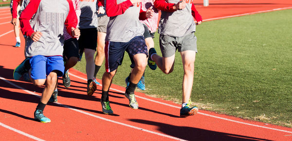 Low section of people running
