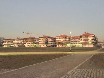 Buildings against clear sky