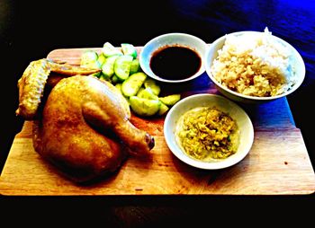 Close-up of food on table