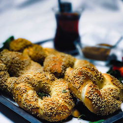 Close-up of breakfast on table