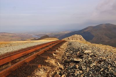 Empty railway track on a mountain