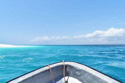 Scenic view of sea against blue sky