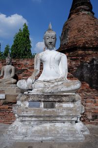 Statue of buddha against building