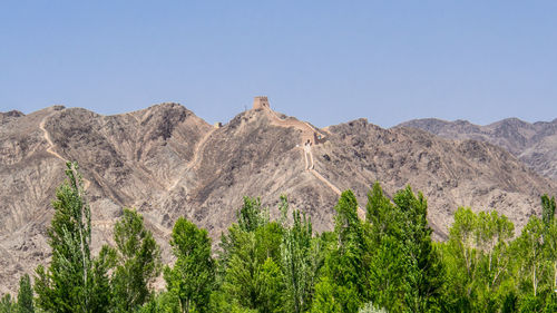 Scenic view of mountains against clear sky