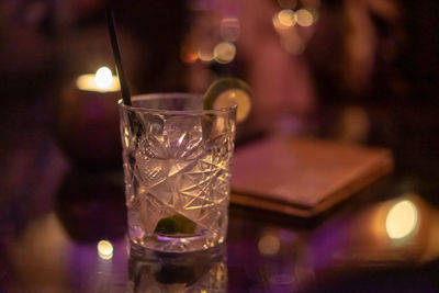 Close-up of wine glass on table